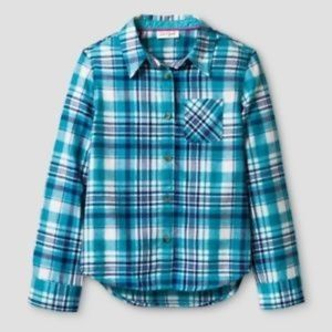CAT & JACK Girl's Plaid Button Up Shirt sz XL NEW